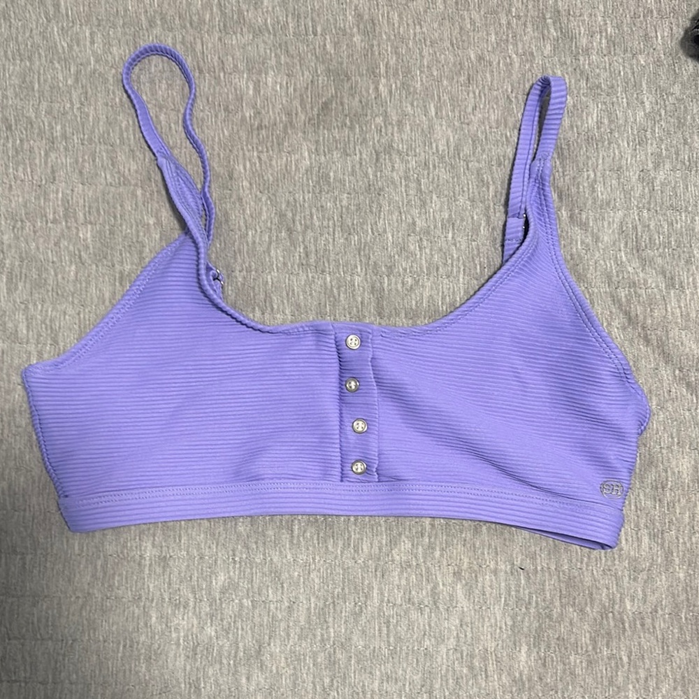 Purple Ribbed bikini top